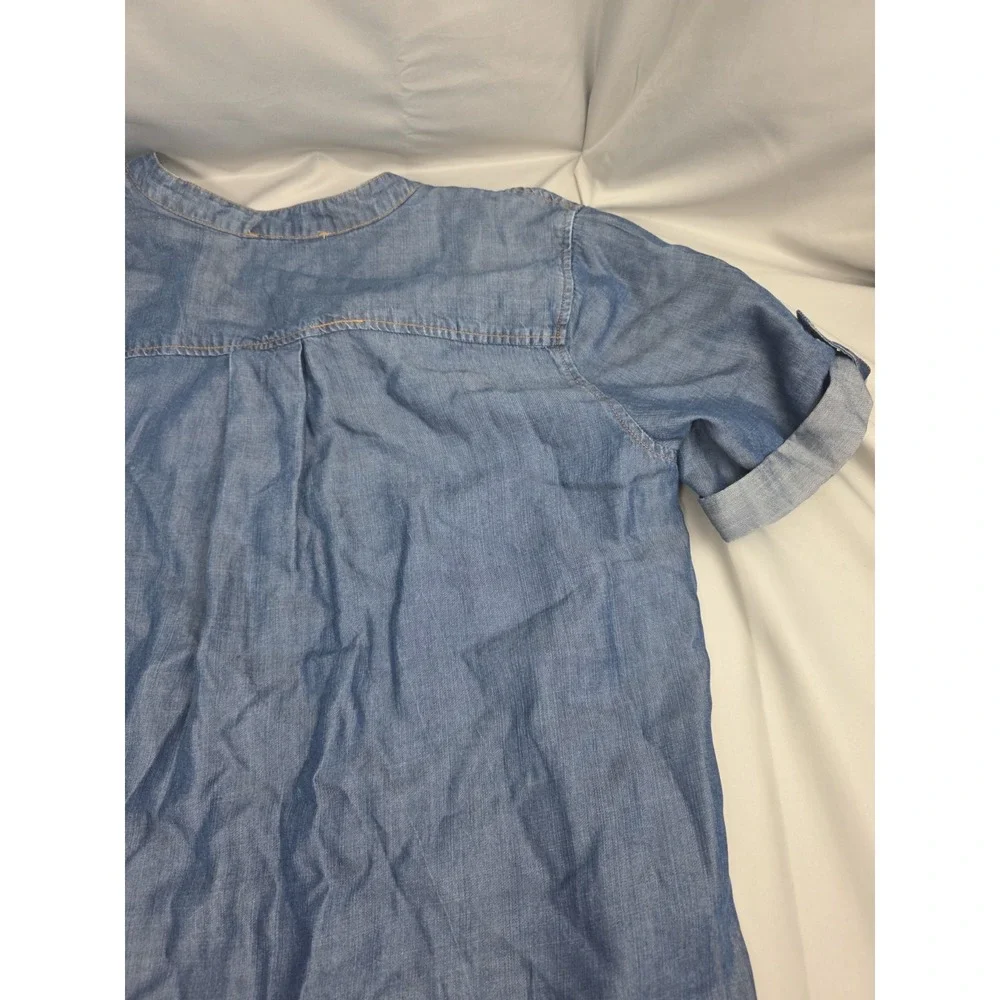 Philosophy Women's Dress Chambray Tunic Style Shirt Dress Lace Up XL Tencel